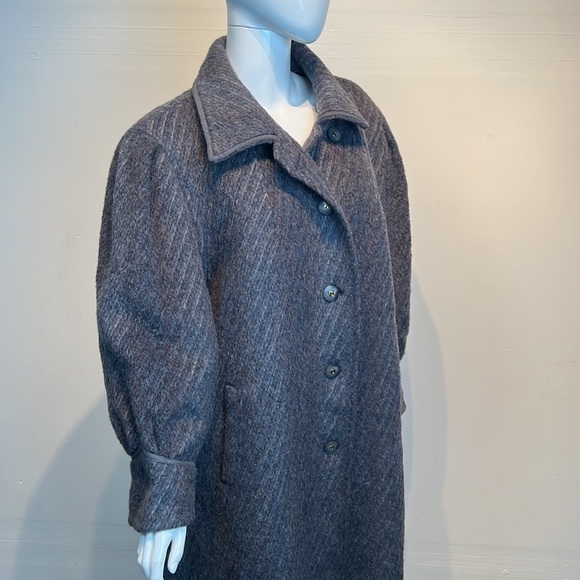 Woman’s Vtg Wool Grey Puffy Sleeves Size 2X Coat - Picture 4 of 14